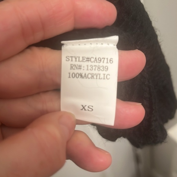 NWT Luna Ivy Puff Smiley Face Open Front Cardigan Chunky Oversize Black Size XS - Picture 8 of 10